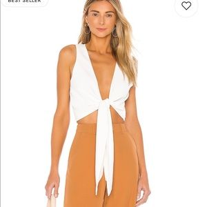 L’ academie white wrap top, XS, Revolve